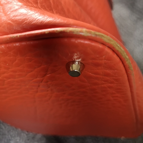 DKNY Orange Leather Dome  /  Satchel with Crossbody Strap - Picture 12 of 16
